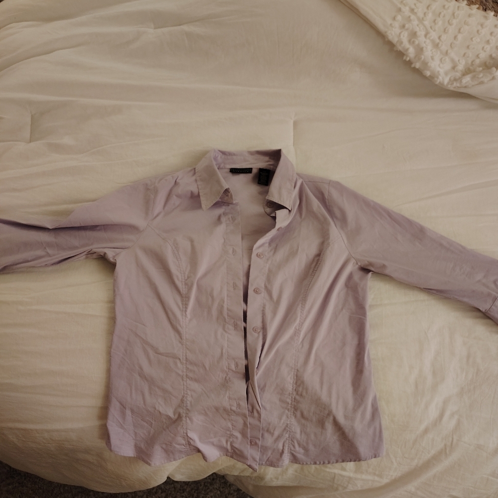 Apostrophe stretch women's large shirt lavender